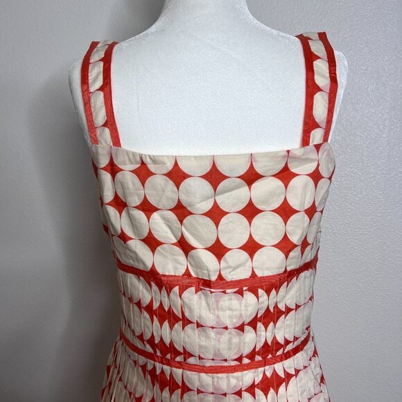 San's Souci Retro Orange Dress W/ Side Zipper / Big Circle Pattern - Large - NWT - Picture 4 of 13